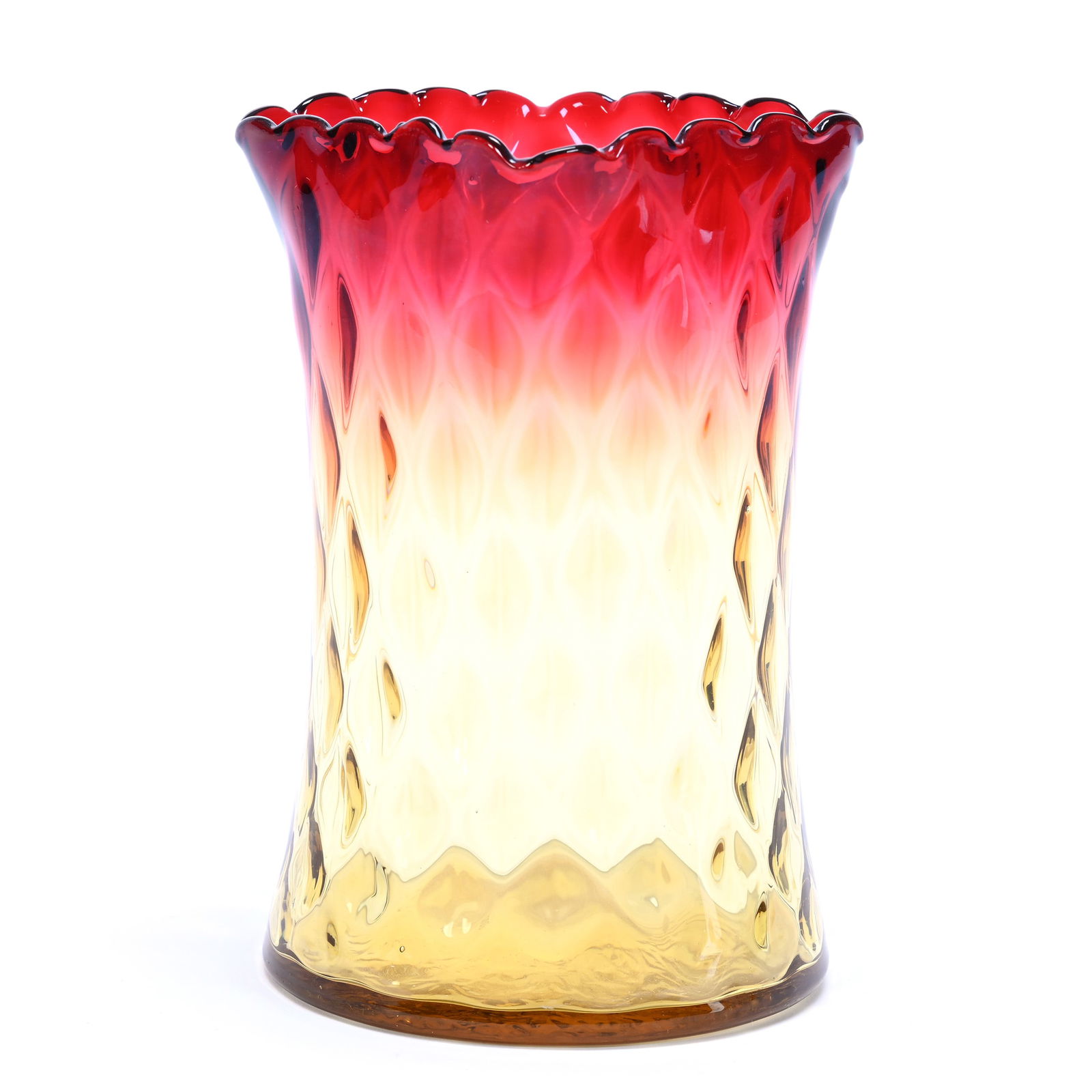 Celery Vase, Amberina Art Glass, Diamond Quilted Attributed To New England Glass (1 of 3)