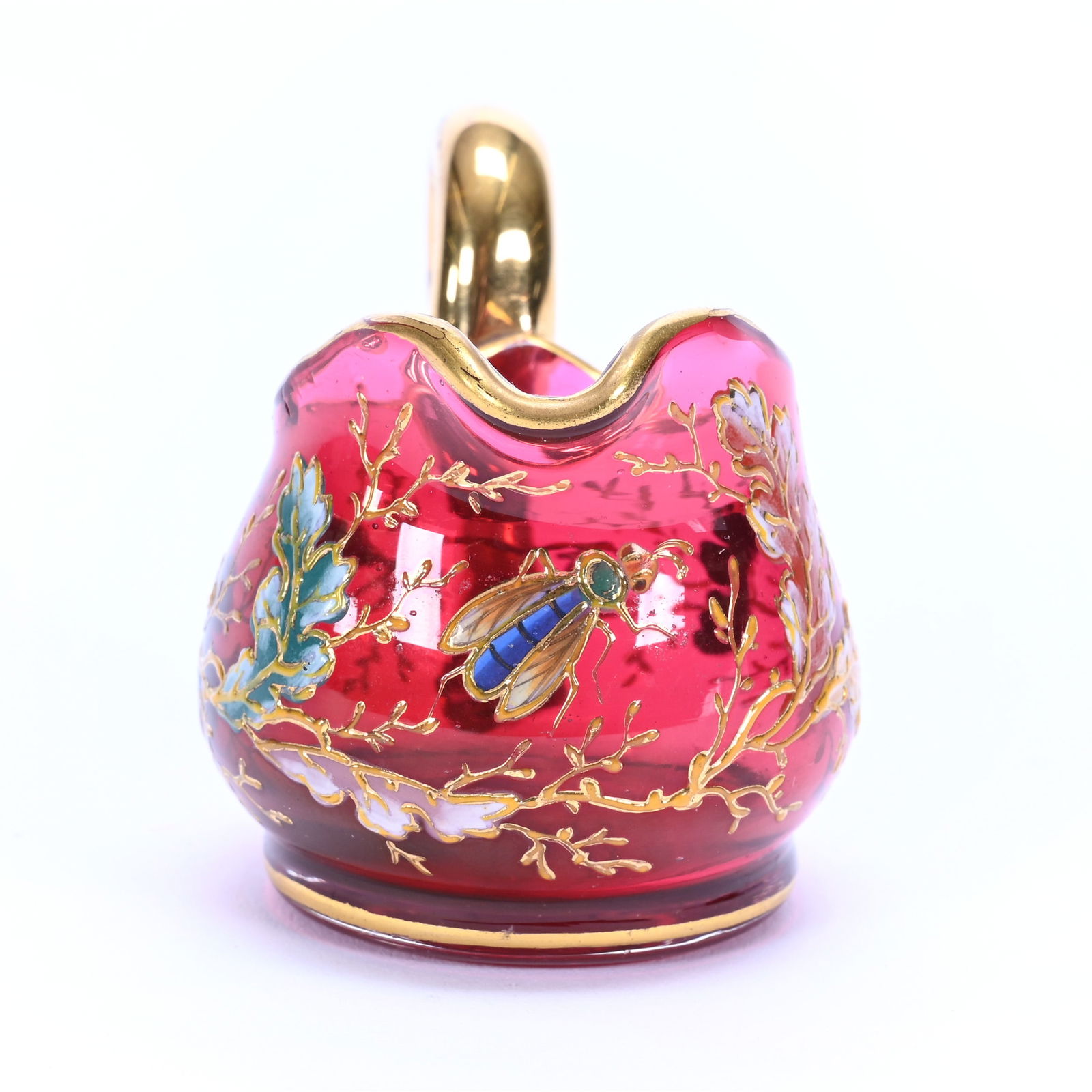 Miniature Jug, Unmarked Moser, Cranberry Art Glass (1 of 4)