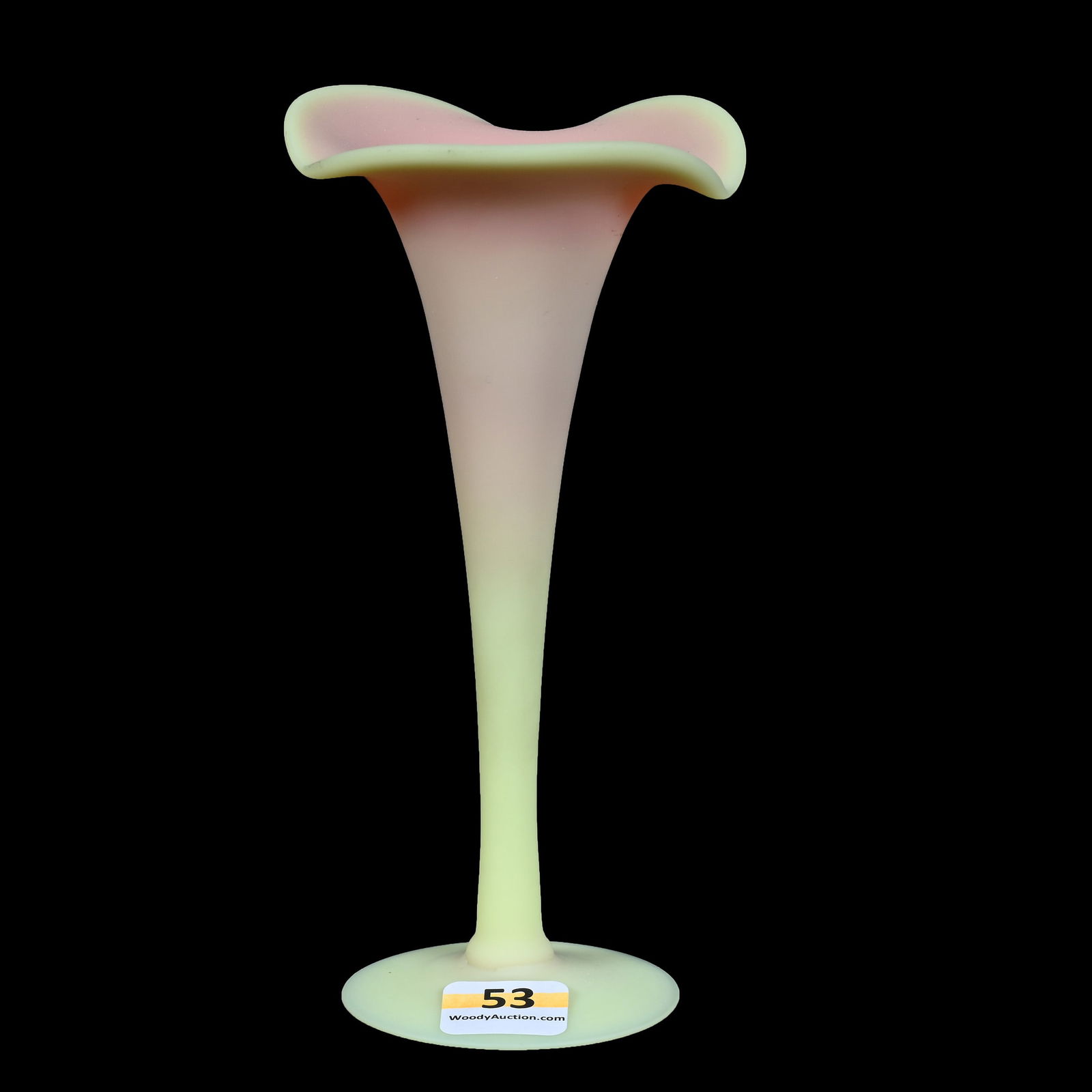 Trumpet Vase, Burmese Art Glass Attributed To Mt. Washington, Tri Corner Top (1 of 4)