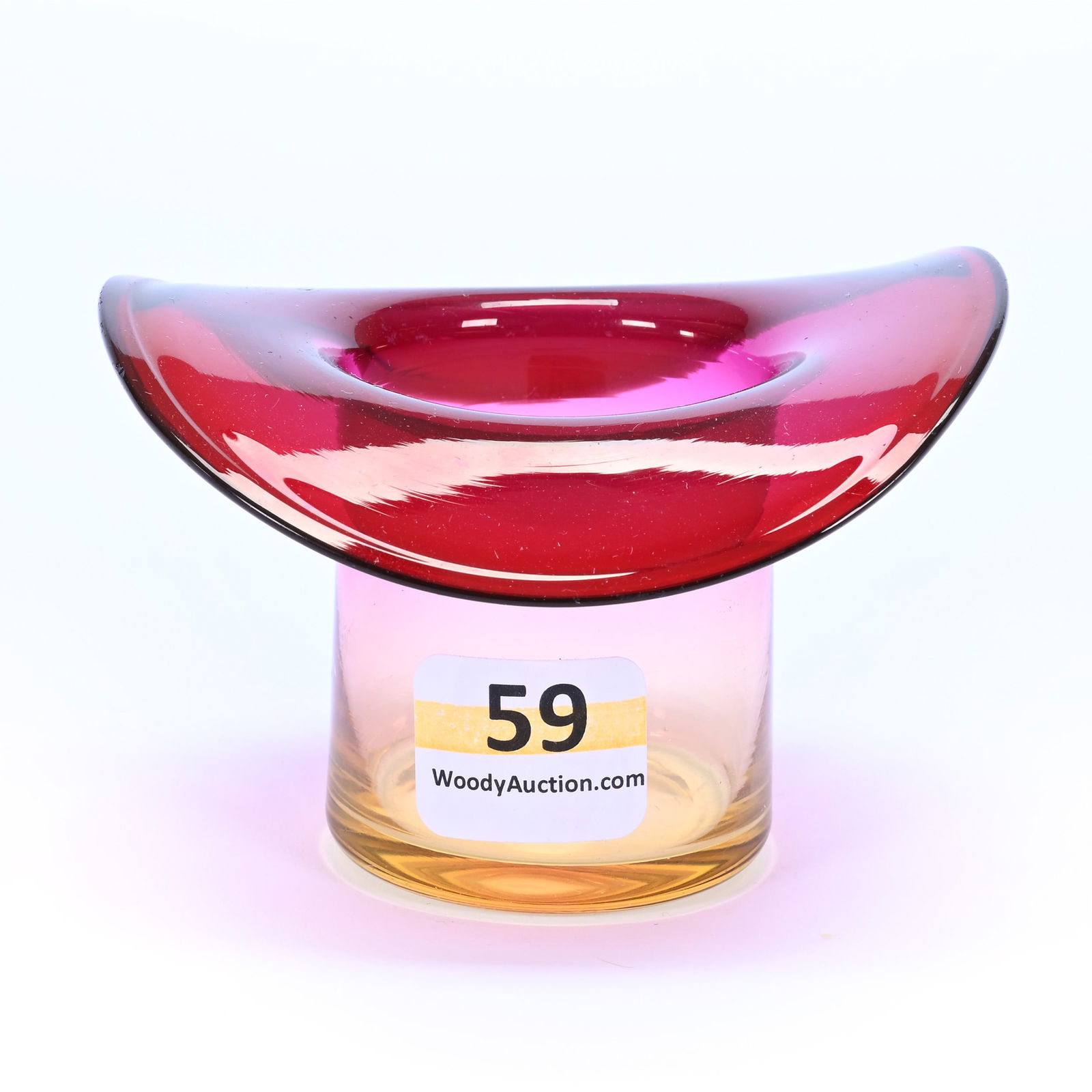 Hat Shaped Toothpick Holder, Amberina Art Glass, Polished Pontil Base (1 of 3)