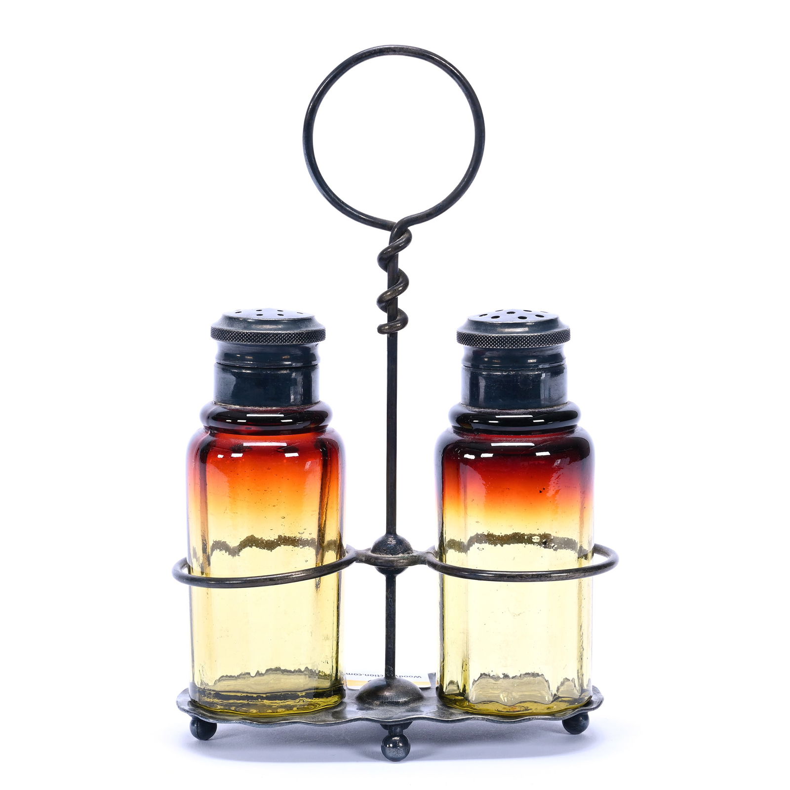 Condiment Set, Amberina Art Glass Salt And Pepper Shakers, Optic Rib (1 of 3)