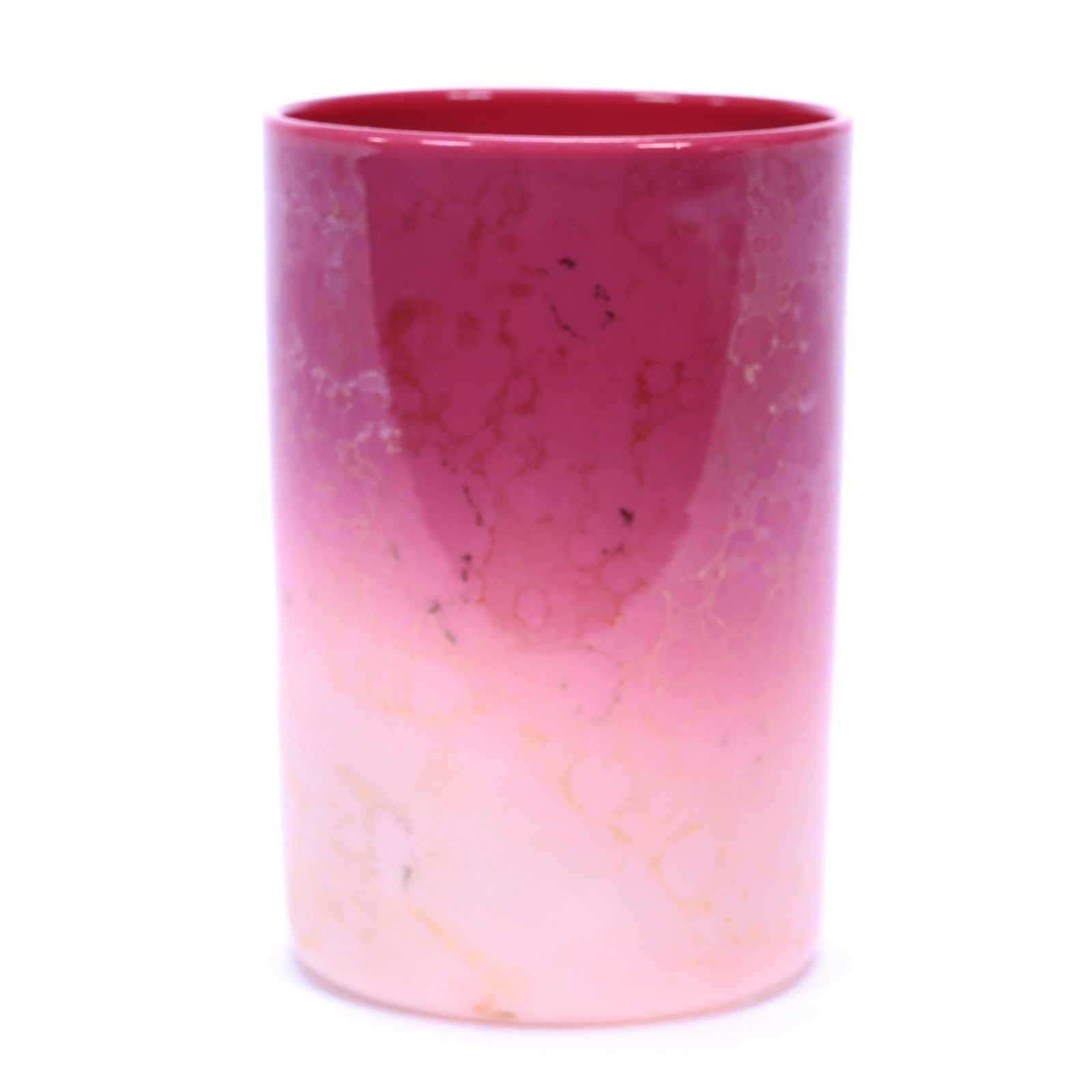 Tumbler, Pink Agata By New England Art Glass, Nice Mottling: Tumbler, Pink Agata By New England Art Glass, Nice Mottling, 3.75" x2.5", Paul and Peggy McKenzie Collection, KS.