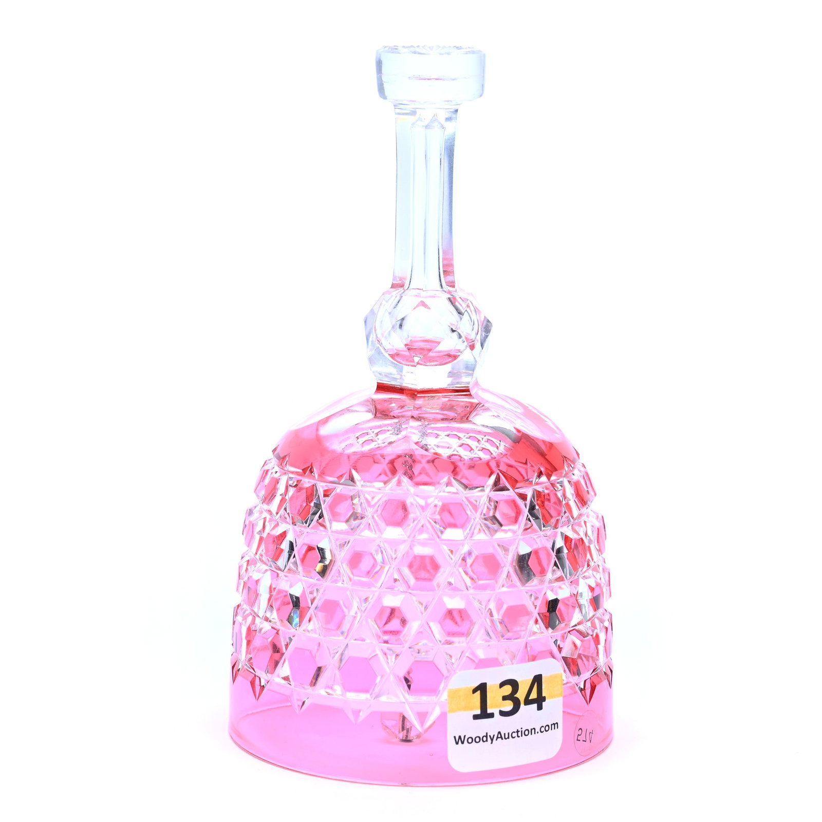 Converted Dinner Bell, American Brilliant Cut Glass, Hob Diamond Pattern: Converted Dinner Bell, American Brilliant Cut Glass, Hob Diamond Pattern, 4.75" x 2.625", This Was Formerly A Wine Stem That Has Been Modified Into A Bell, Maurine and The Late Al Edmond Collection, I