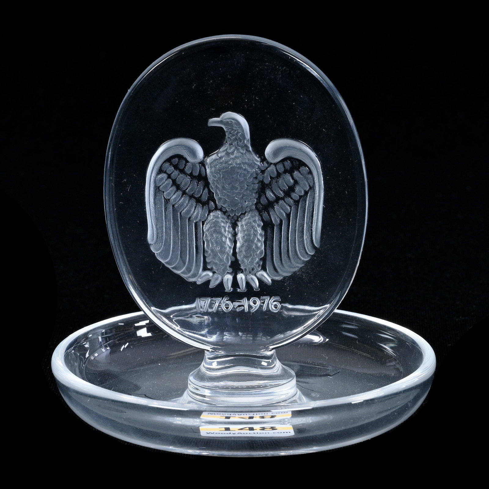 Ring Tray, Signed Lalique France, Bicentennial Eagle: Ring Tray, Signed Lalique France, Bicentennial Eagle, 3.75 x 3.75", Maurine and The Late Al Edmond Collection, IA.