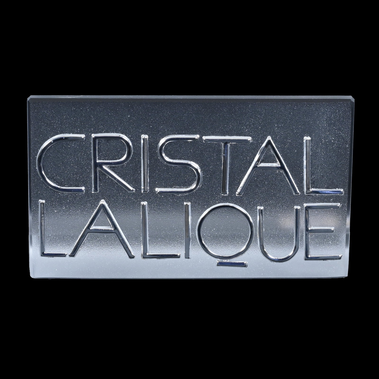 Counter Top Display Plaque, Marked "Cristal Lalique": Counter Top Display Plaque, Marked "Cristal Lalique", 2.75" x 5" x 1.5", Maurine and The Late Al Edmond Collection, IA.