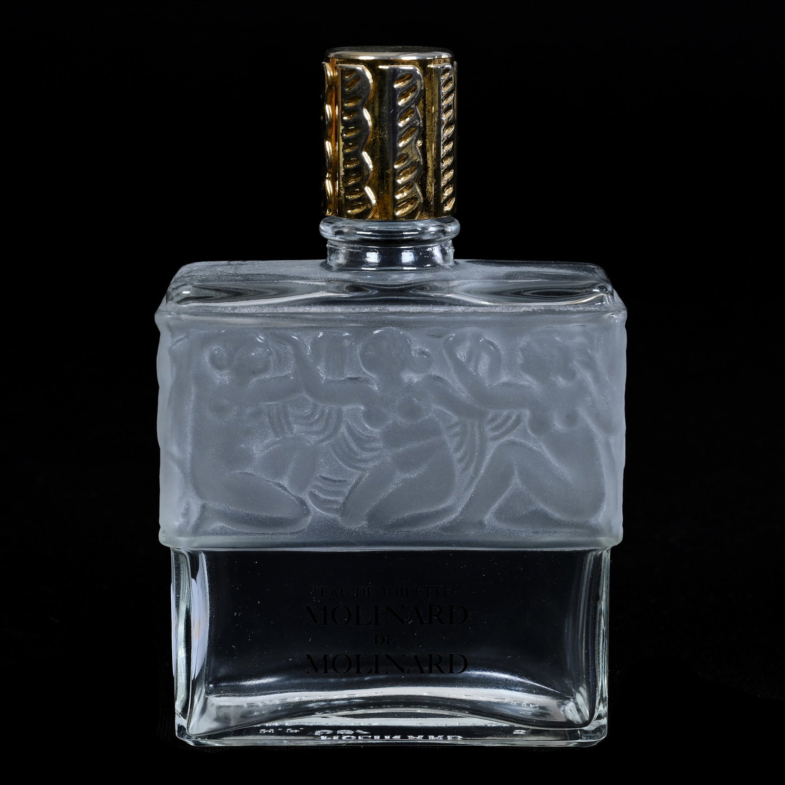 Perfume Bottle, Embossed Nudes, Made By Lalique Created For Molinard: Perfume Bottle, Embossed Nudes, Made By Lalique Created For Molinard, 4.75" x 3.25", Maurine and The Late Al Edmond Collection, IA.
