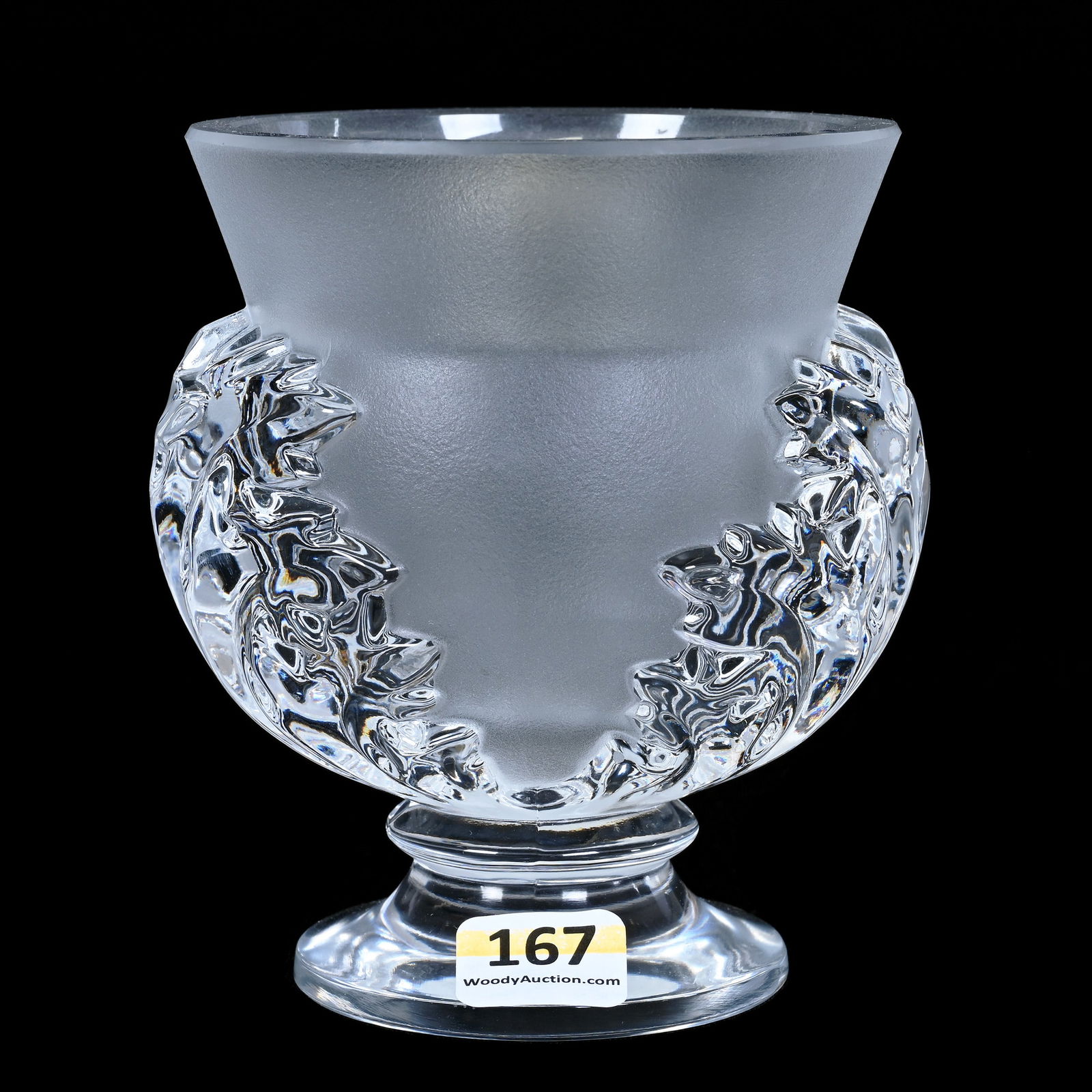 Pedestal Vase, Signed Lalique France, Saint Cloud Pattern (1 of 3)