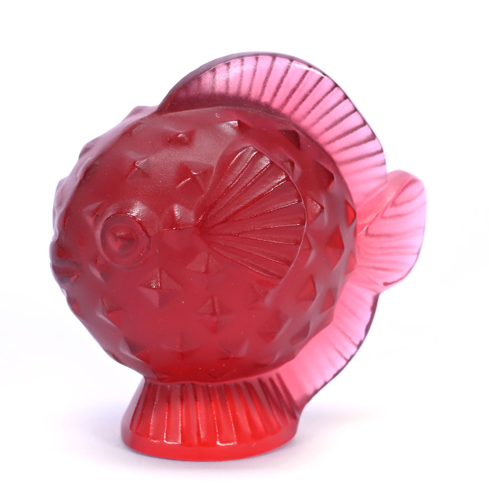 Puffer Fish, Signed Lalique France, Solid Red (1 of 3)
