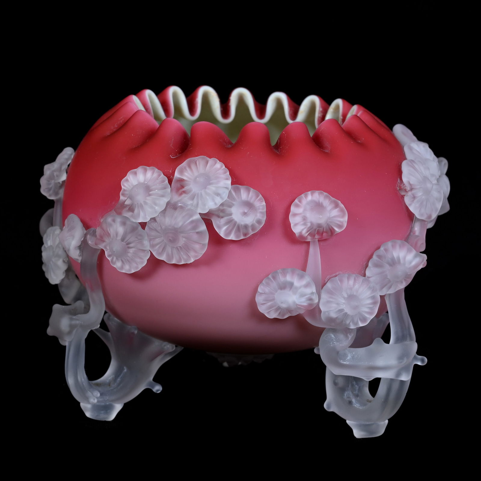 Footed Rose Bowl, Rare Matsu-No-Ke, Branch And Blossom Decor, Very Nice Example (1 of 3)