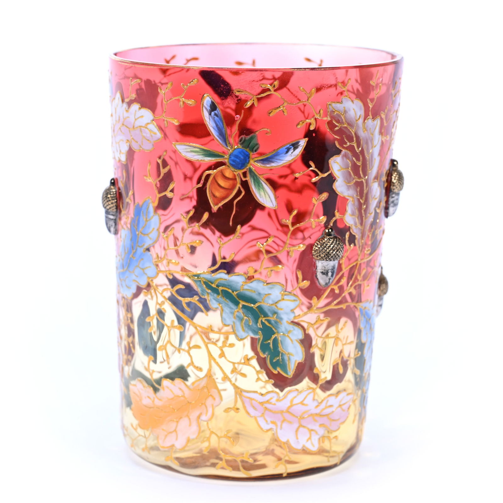 Tumbler, Unmarked Moser, Amberina Art Glass (1 of 3)