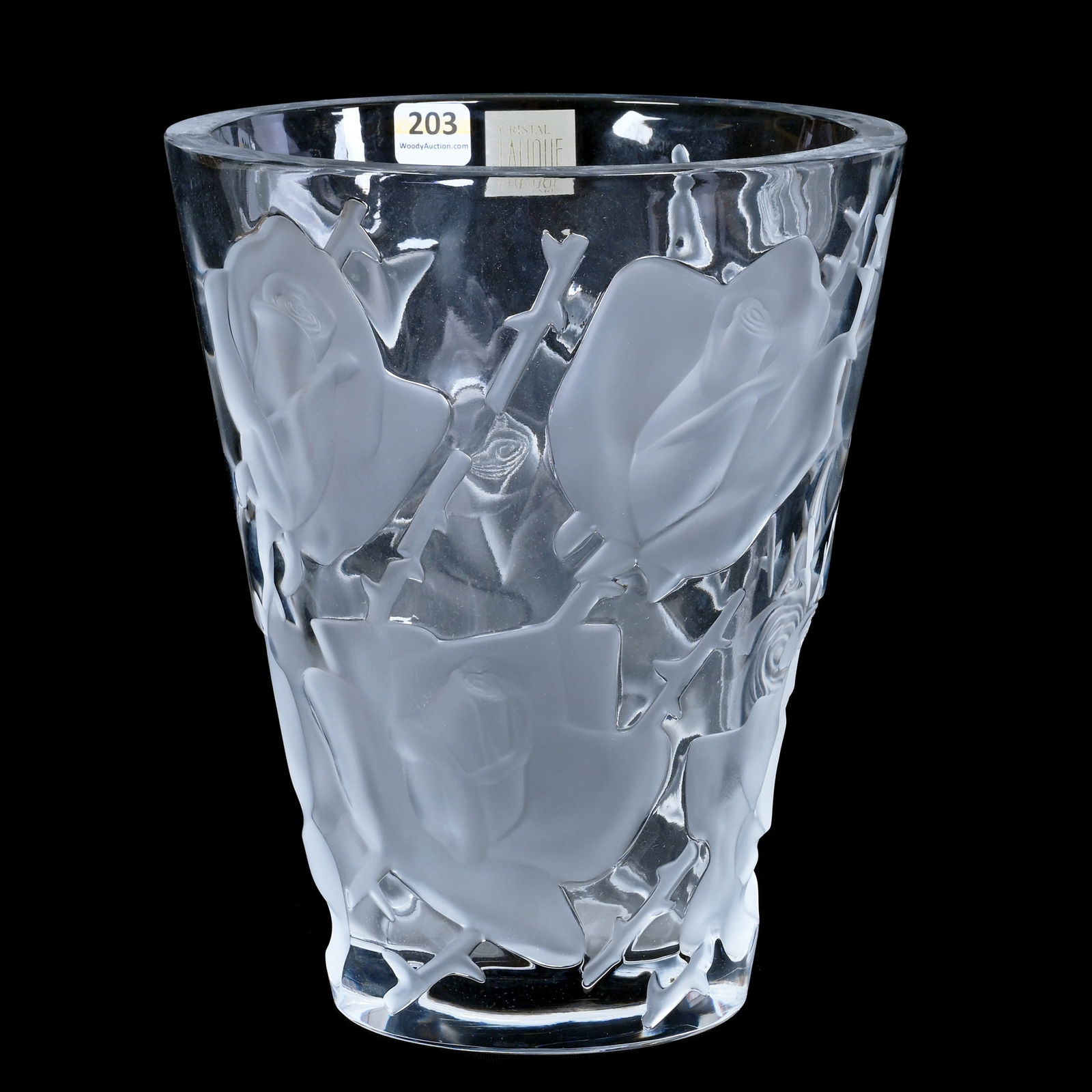 Vase, Signed Lalique France, Ispahan Pattern, Total Weight Over 9 Pounds (1 of 3)