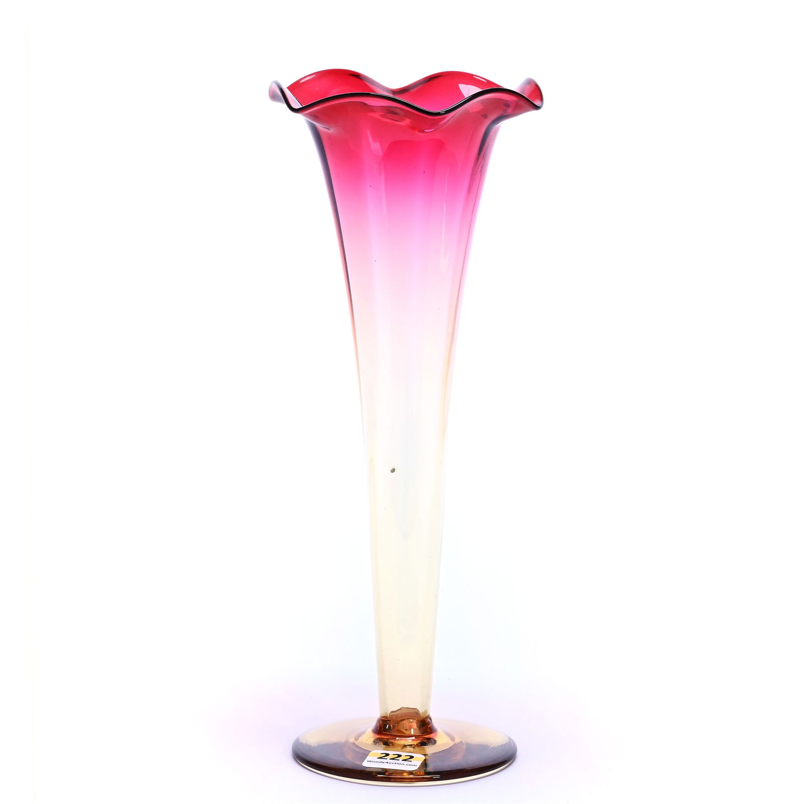 Trumpet Vase, Signed Libbey Amberina, Art Glass, Small Factory Inclusion (1 of 4)