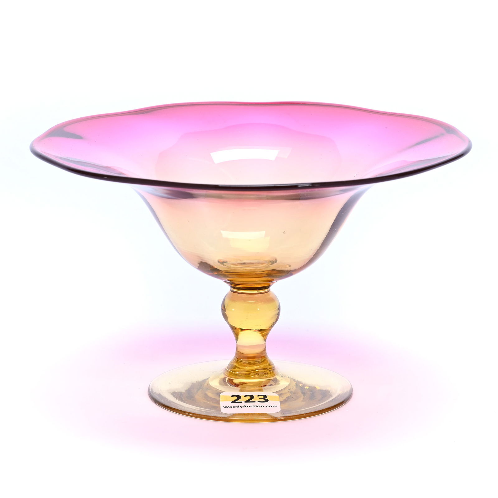 Compote, Signed Libbey Amberina Art Glass, Fine Example (1 of 3)