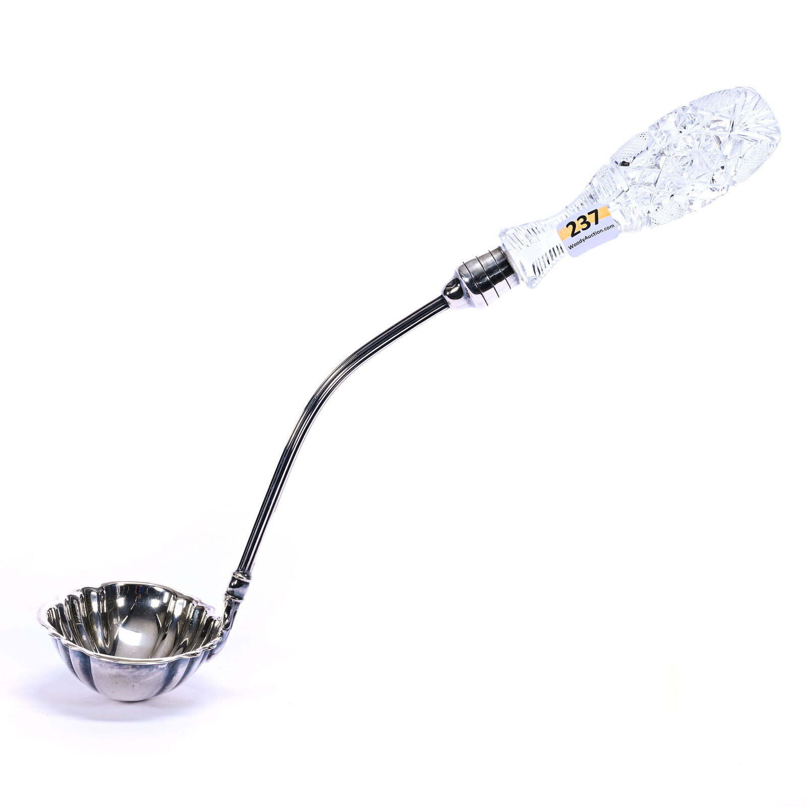 Punch Ladle, American Brilliant Cut Glass, India Pattern By J.D. Bergen, Marked Silver Plate Dipper (1 of 4)