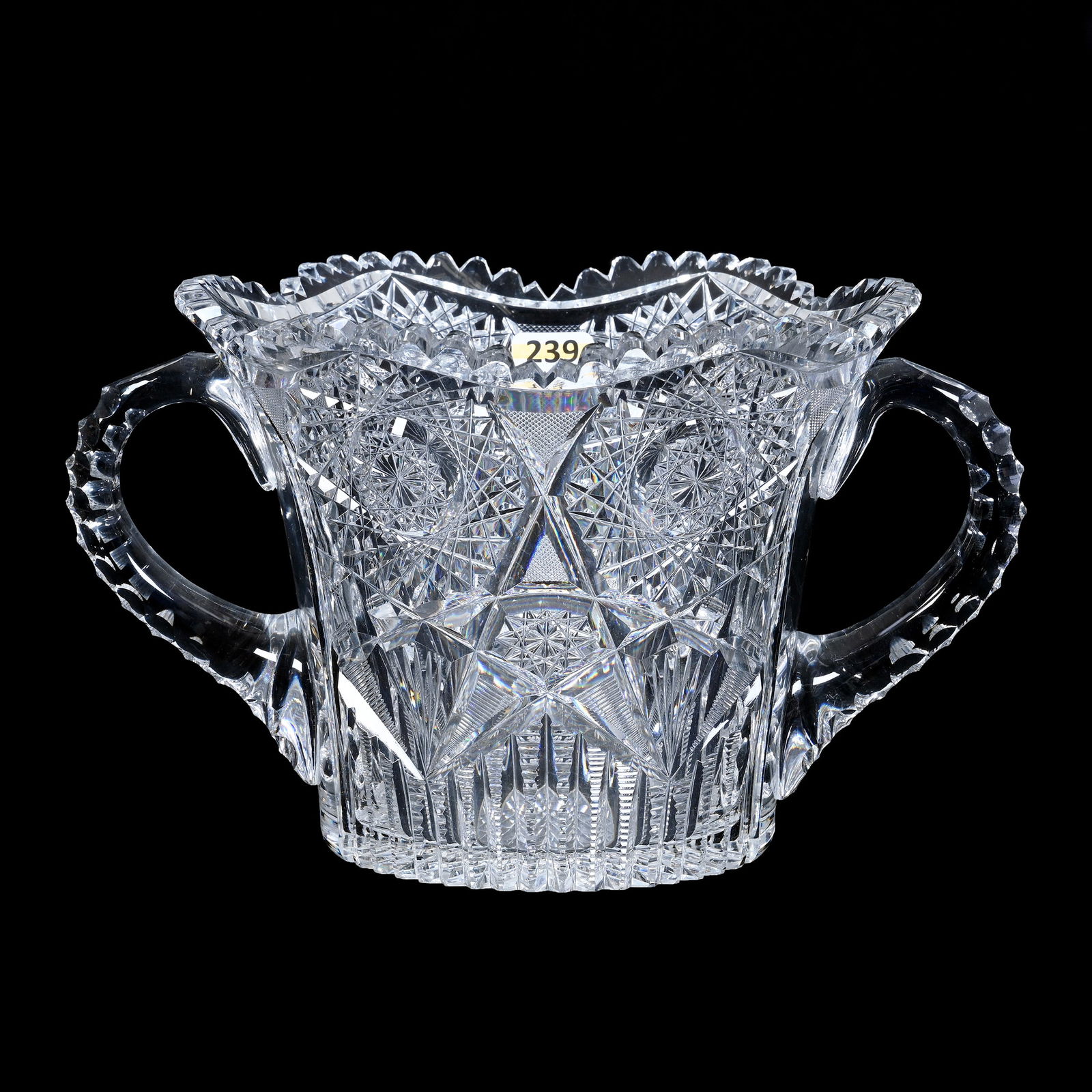 Two Handled Ice Tub, ABCG, Hobstar, Strawberry Diamond, Prism, And Fan Motif, Triple Notched Handles (1 of 4)