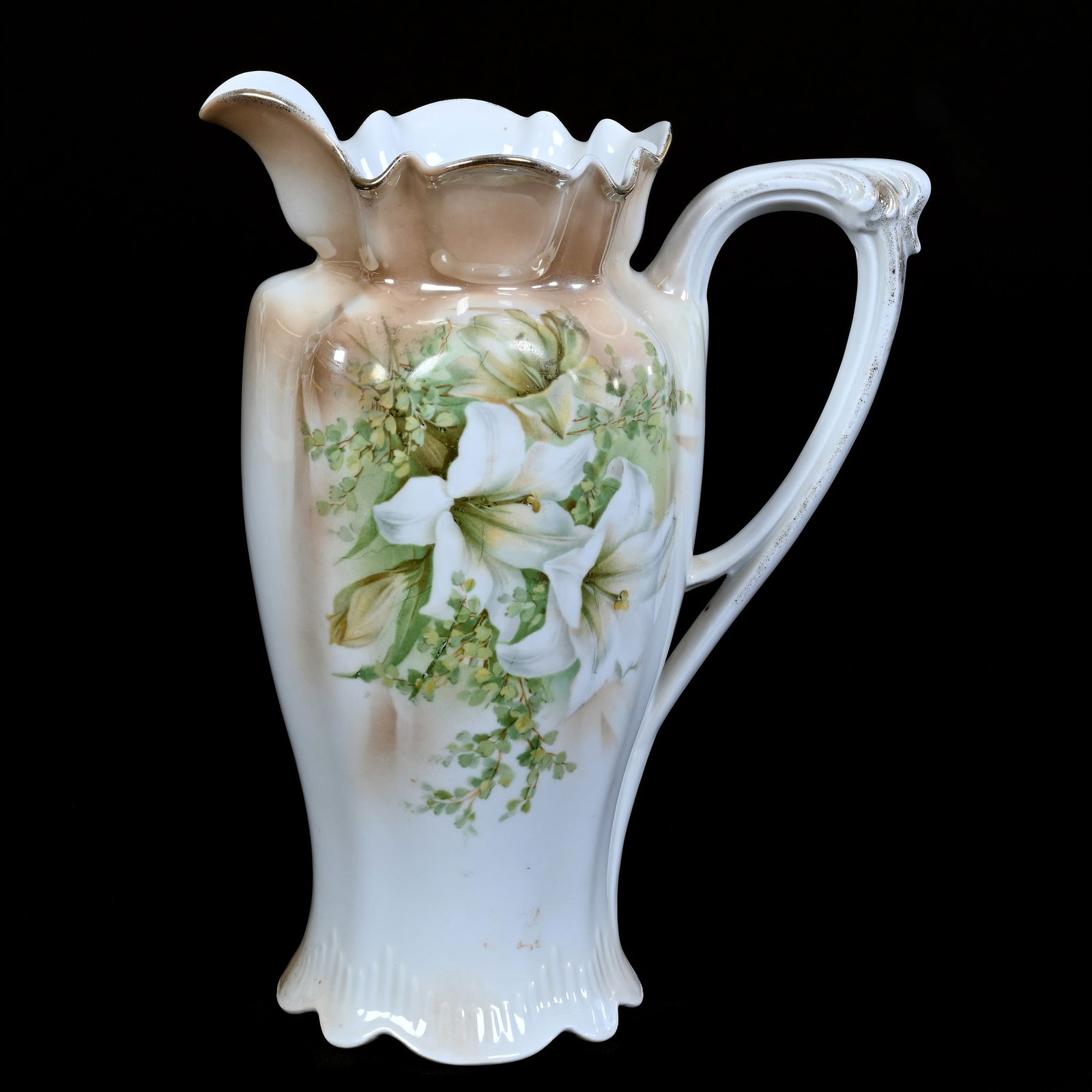 Tankard Marked R.S. Prussia, White And Brown Luster Finish (1 of 3)