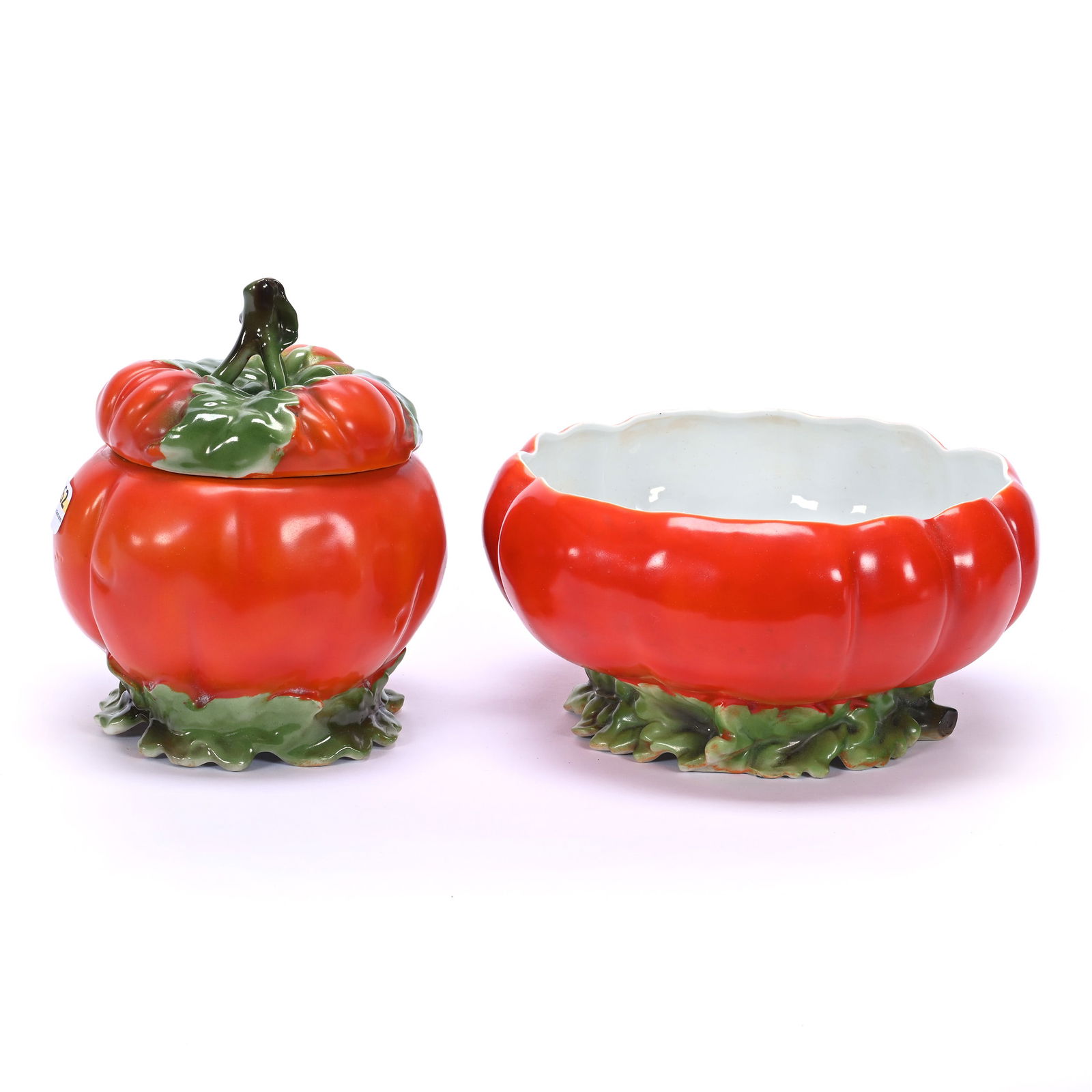 (2) Royal Bayreuth Blue Mark Items, Figural Red Tomato (1 of 3)