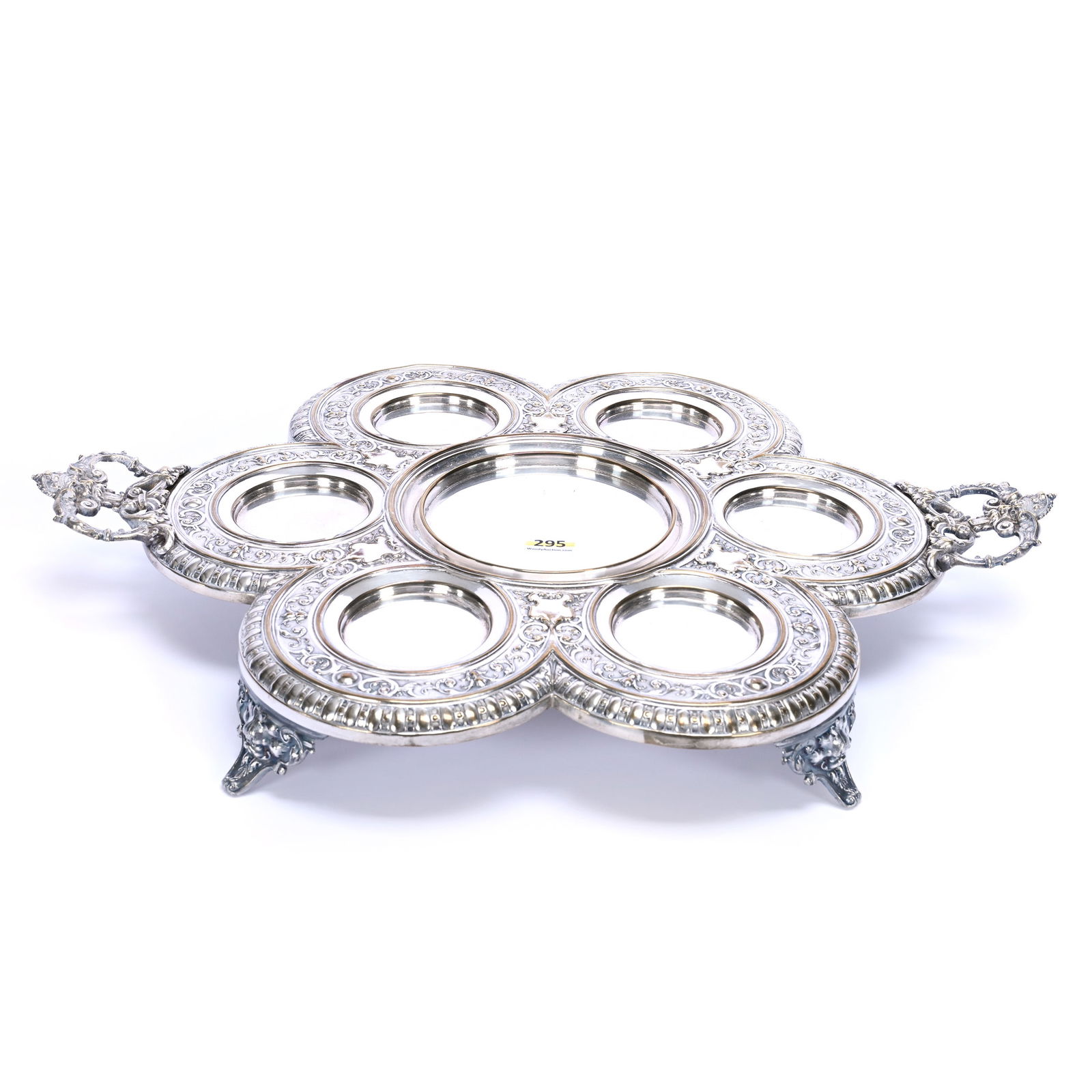 Silverplate Centerpiece Stand Intended To Feature Large Center Bowl & Six Surrounding Cups (1 of 3)