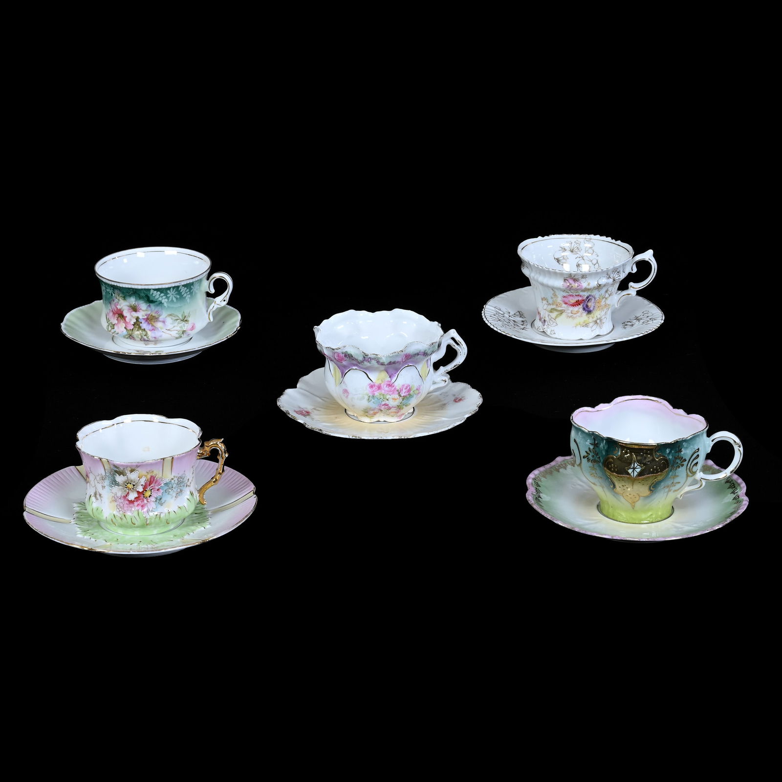 (5) Assorted Cups & Saucers, Unmarked R.S. Prussia (1 of 4)