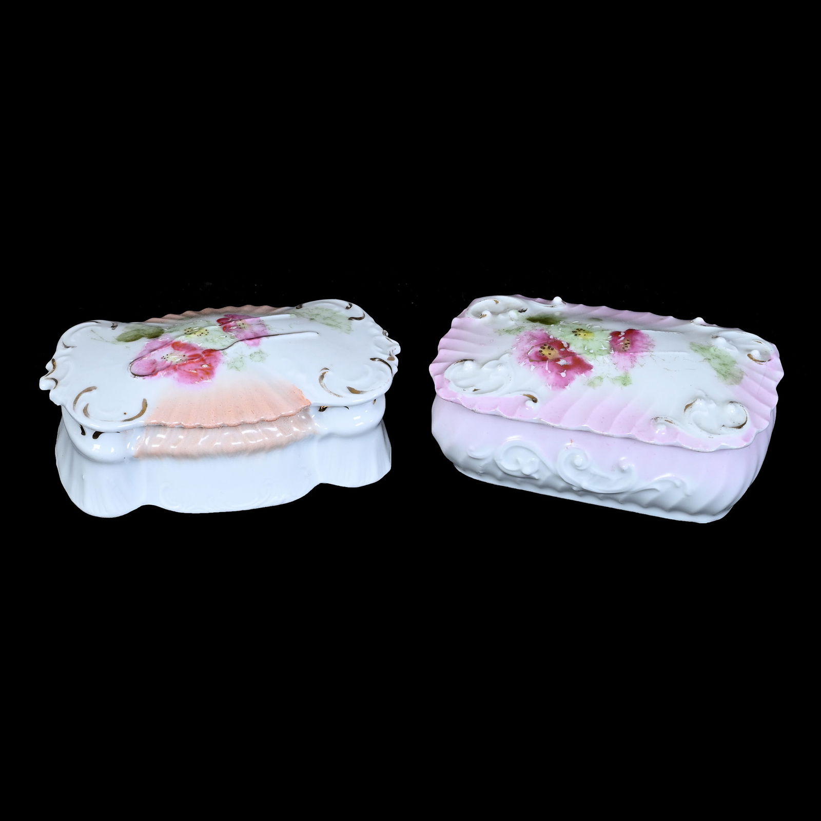 Pair Covered Pin Boxes, Unmarked R.S. Prussia (1 of 3)