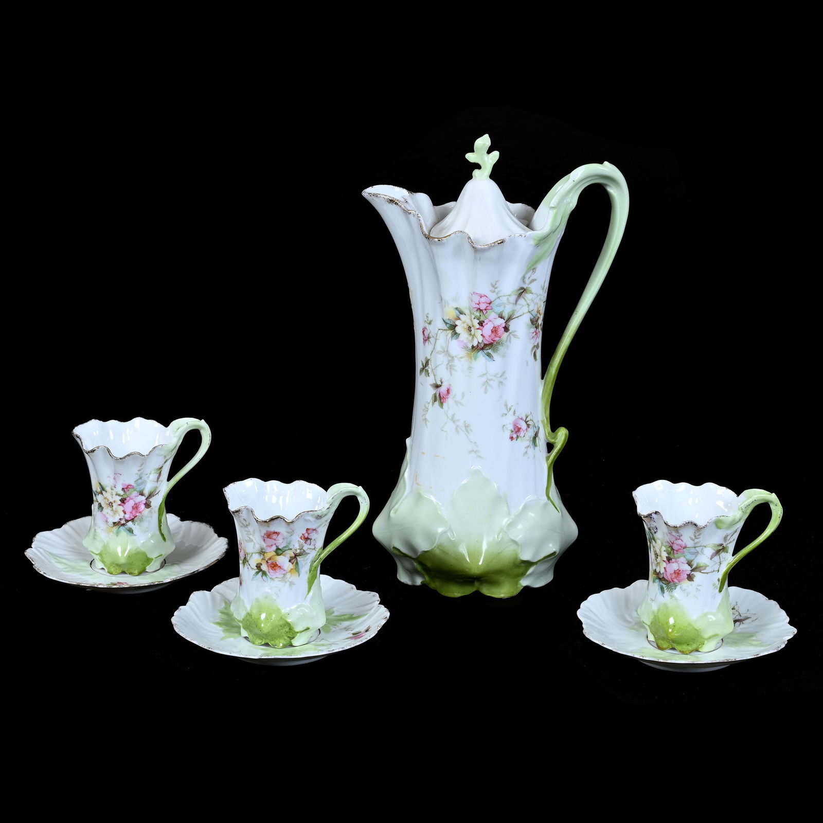 Chocolate Set, Unmarked R.S. Prussia, Leaf Mold (1 of 4)