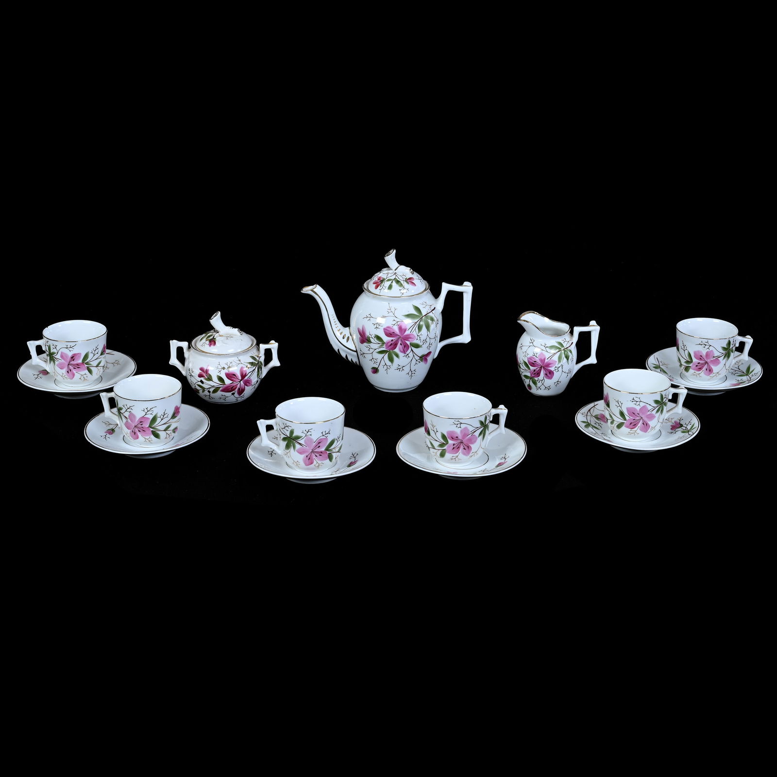 Child's Tea Set, Nine Piece, Early Unmarked Prussia (1 of 6)