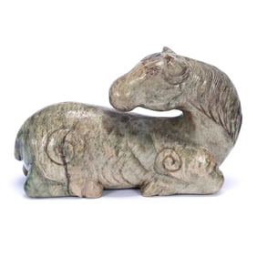 Carved Jade Horse Figure, Figure Based On Designs From Yuan Dynasty