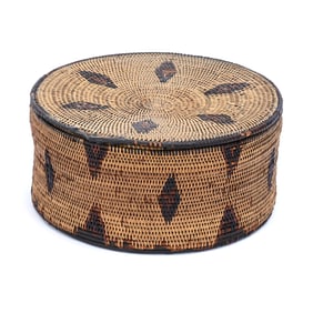 Covered Basket, Woven, Navajo Indian