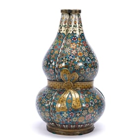 Vase, Chinese Cloisonne, Conjoined