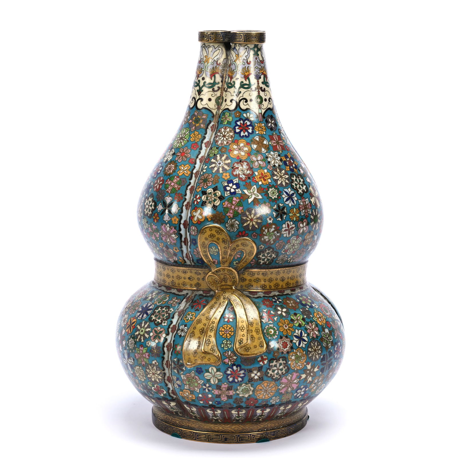 Vase, Chinese Cloisonne, Conjoined (1 of 3)