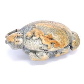 Chinese Carved Gray Jade Turtle Scroll Weight