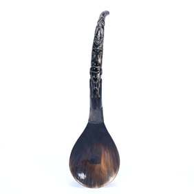 Hand Carved Sheep Horn Ladle/Spoon, Native American Northwest Coast