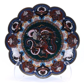 Charger, Japanese Cloisonne, Scalloped Rim