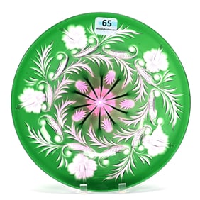 Plate, BPCG, Green Cut To Rose Cut To Clear, Attributed To Stevens & Williams