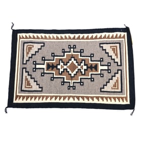 Native American Navajo Indian Rug, Weaver Esther Frank, Two Gray Hills Pattern