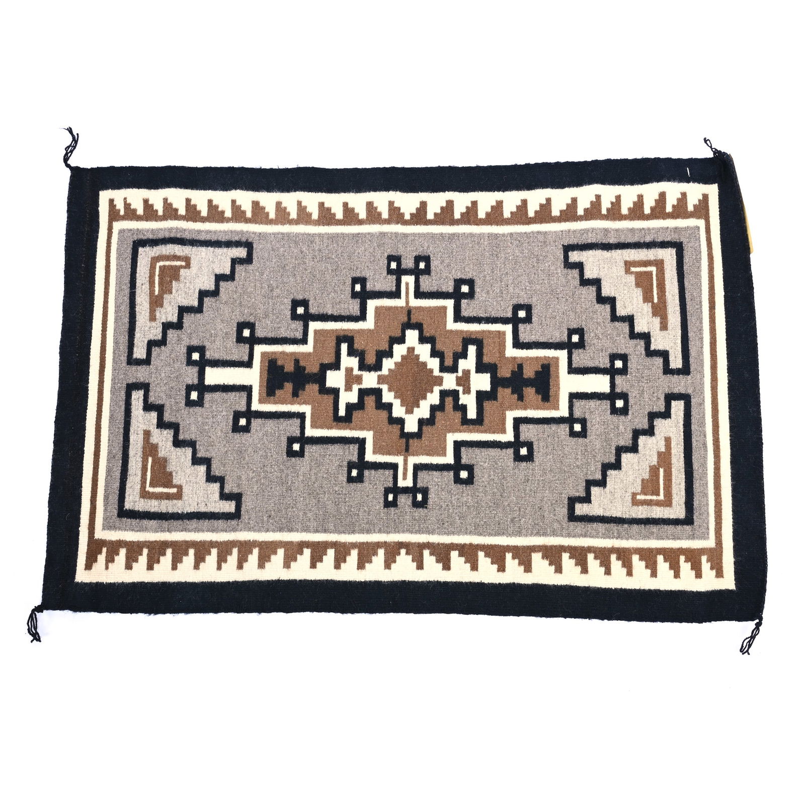 Native American Navajo Indian Rug, Weaver Esther Frank, Two Gray Hills Pattern (1 of 4)