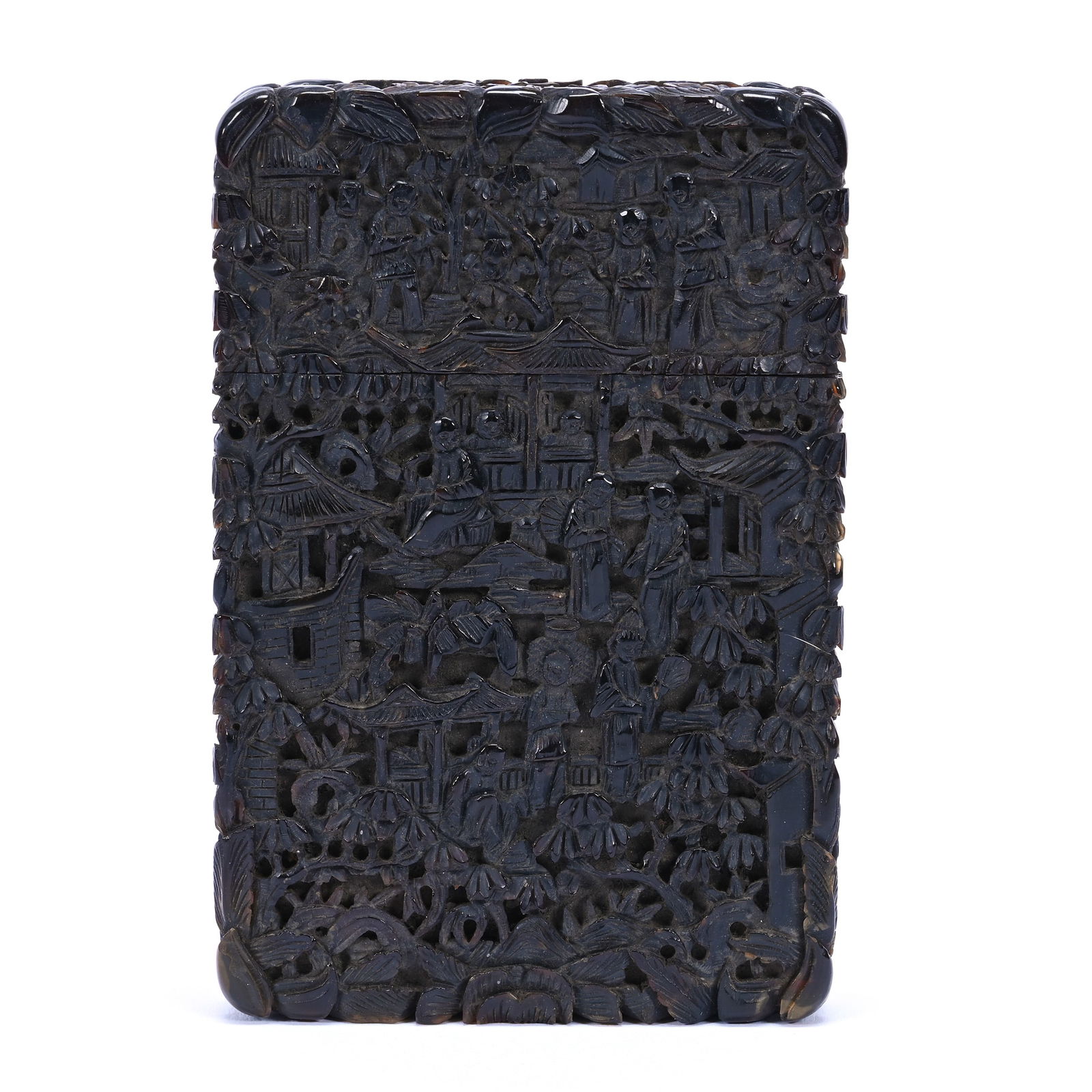 Chinese Carved Tortoise Shell Card Case, Intricate Classic Design (1 of 3)