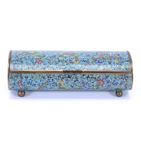 Chinese Cloisonne Box, Oval Form, Hinged Lid, Two Interior Compartments