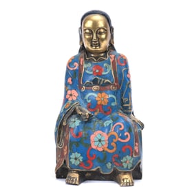 Chinese Cloisonne Figure Of Emperor Model Marked On Back