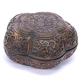 Chinese Carved Hardwood Covered Box