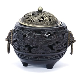 Potpourri Jar, Chinese Huanghuali Wooden Jar With Reticulated Cloud Design
