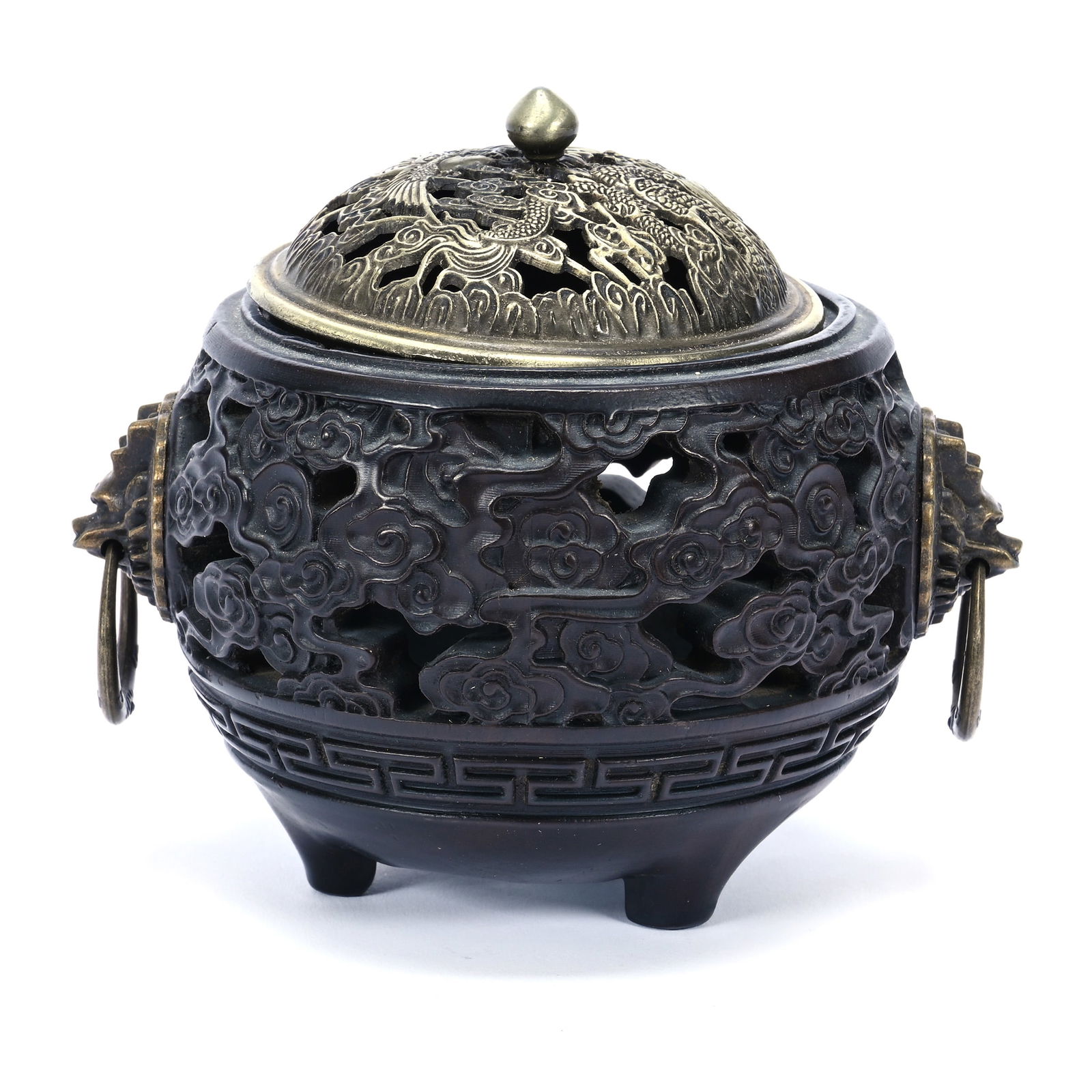 Potpourri Jar, Chinese Huanghuali Wooden Jar With Reticulated Cloud Design (1 of 3)