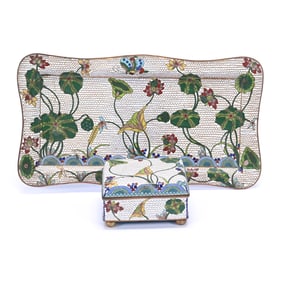 Matching Tray And Box, Chinese Cloisonne - Circa 1930's/40's