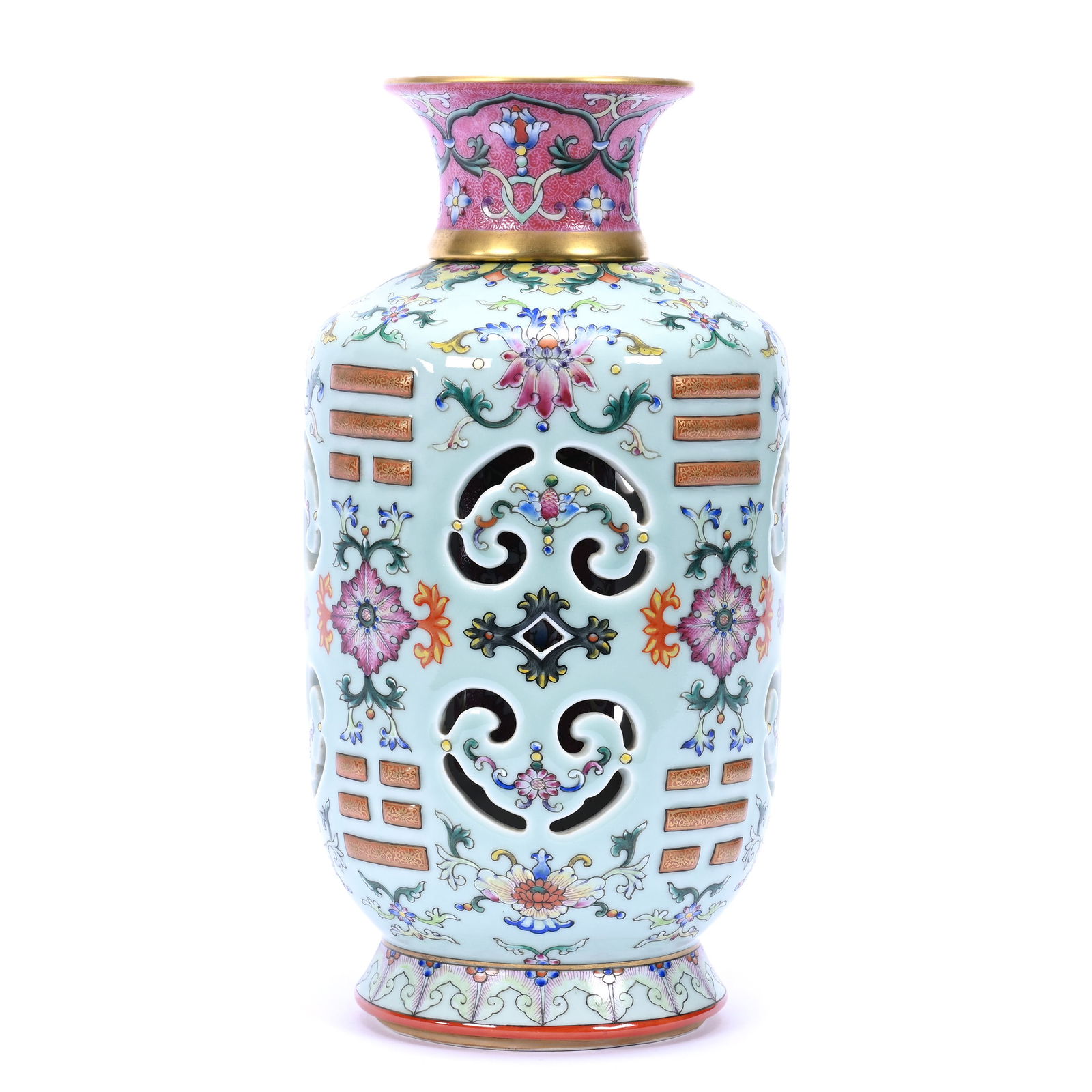 Two Part Vase, Chinese Porcelain, In The Style Of Quing Dynasty (1 of 3)