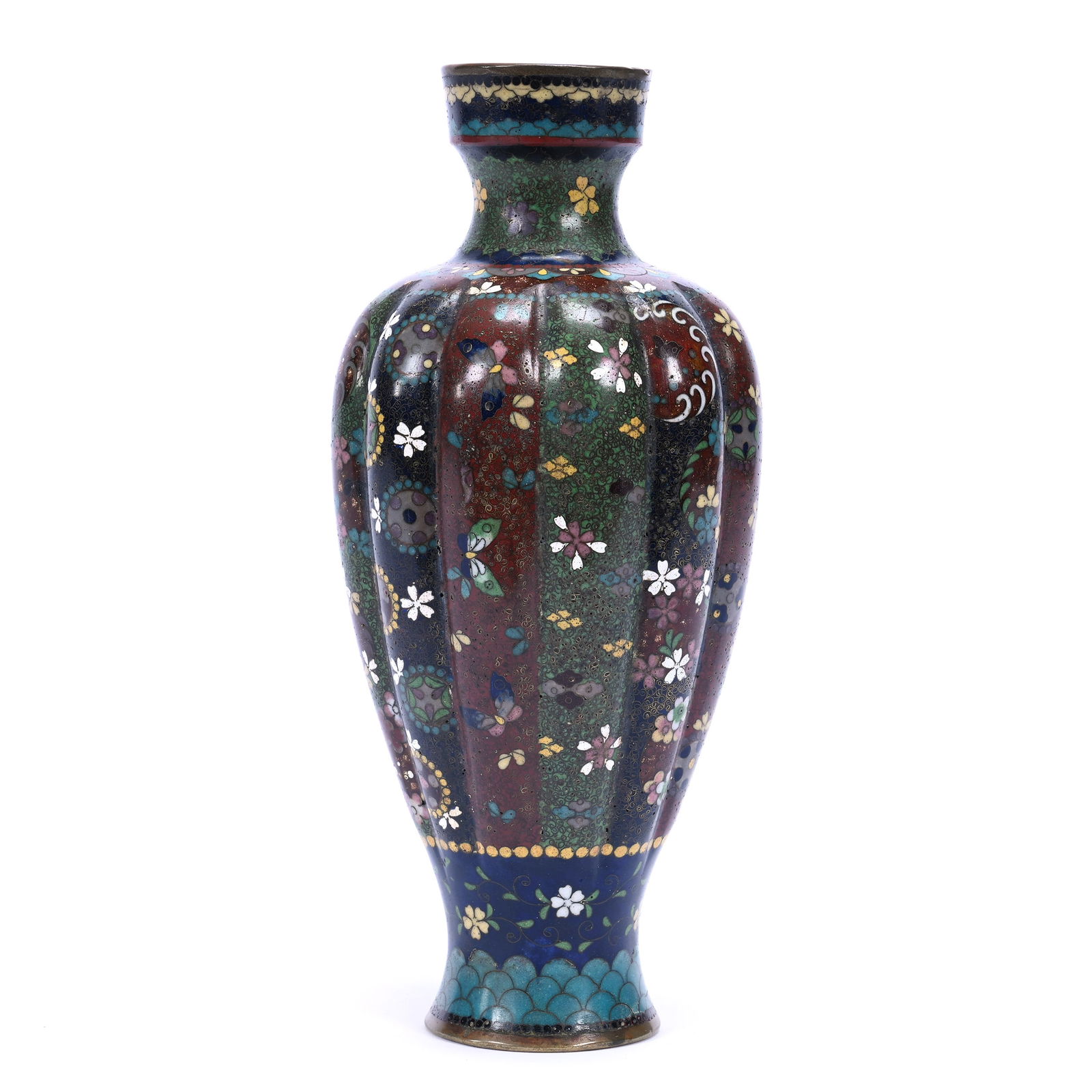 Vase, Chinese Cloisonne, Twelve Lobed (1 of 5)