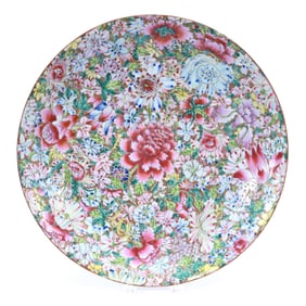 Charger, Chinese Porcelain, Colorful Floral Decor, In The Style Of Qing Dynasty
