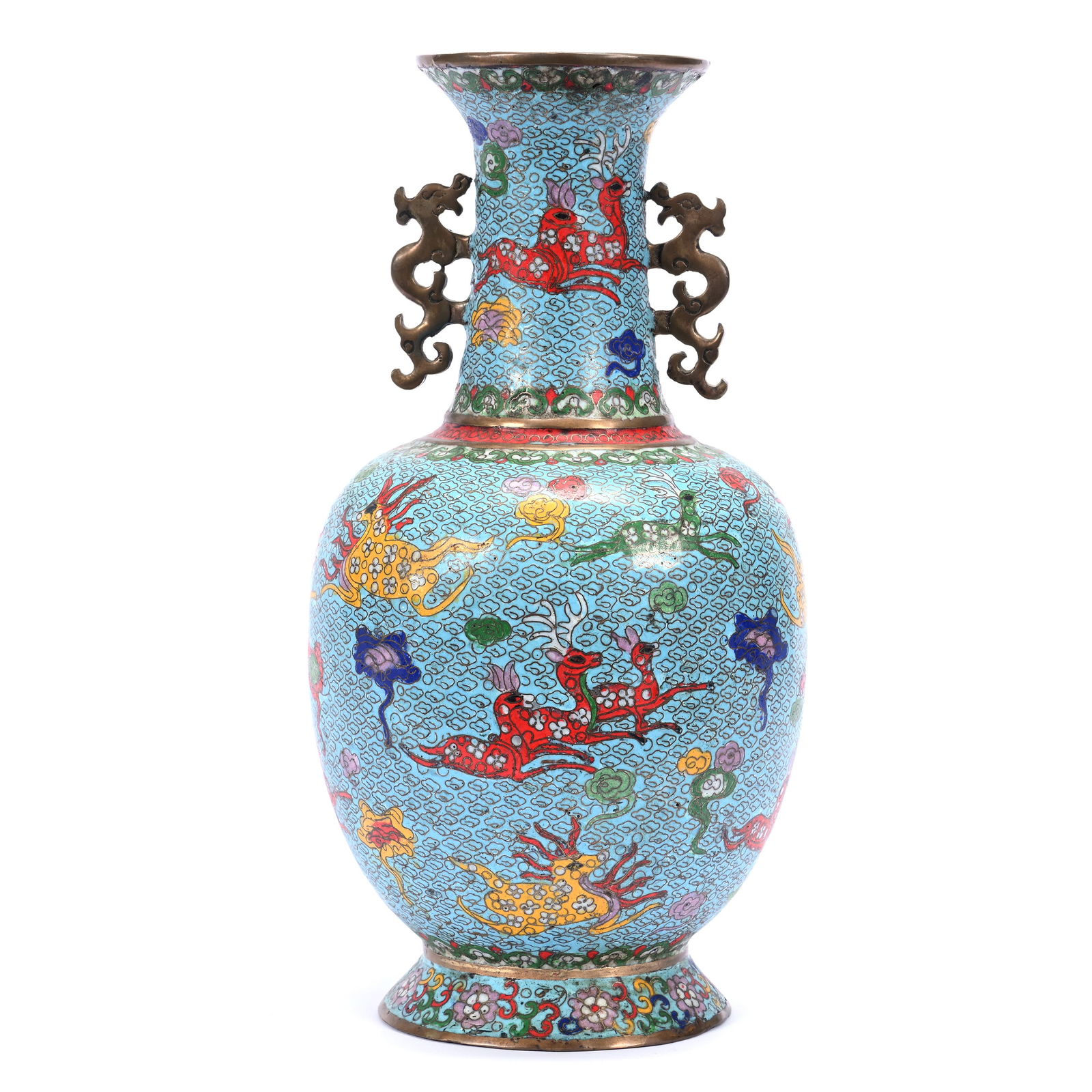 Vase, Two Handles, Chinese Cloisonne In Style Of Ming Dynasty (1 of 4)