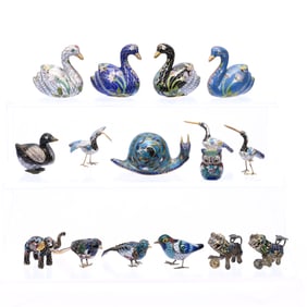 (16) Chinese Cloisonne Miniature Animals