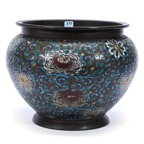 Jardiniere, Chinese Cloisonne, Classic Floral Design