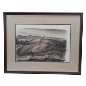 Framed Art Work By Fred Shane (1906-1990), Circa 1940, Charcoal And Conte Crayon Drawing On Paper